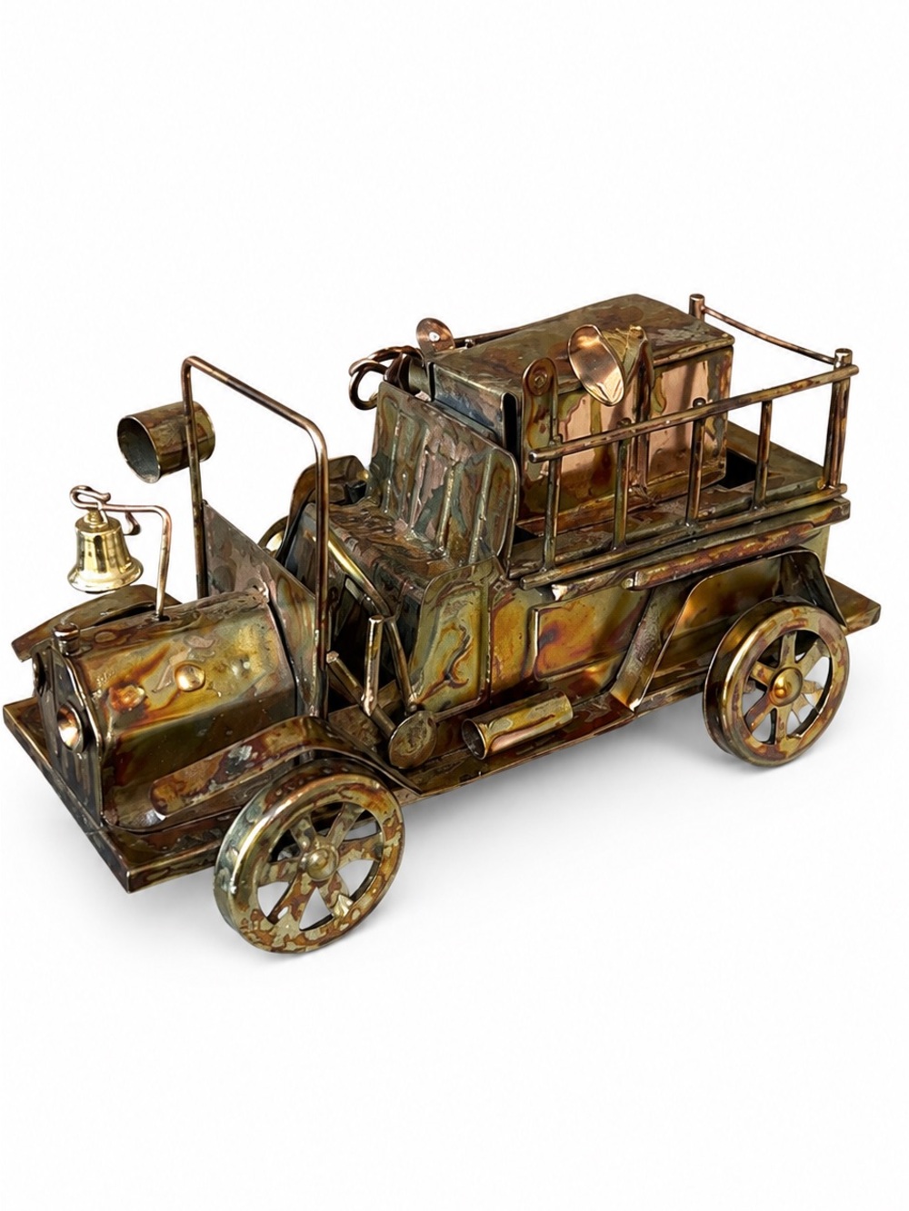 Vintage-Style Brass Finish Decorative Truck Sculpture - Home Accents Decor